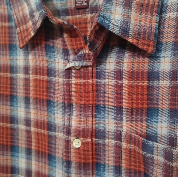 Vintage Covington Button Down Long sleeve Indigo woven Orange blue plaid Shirt - Picture 4 of 8